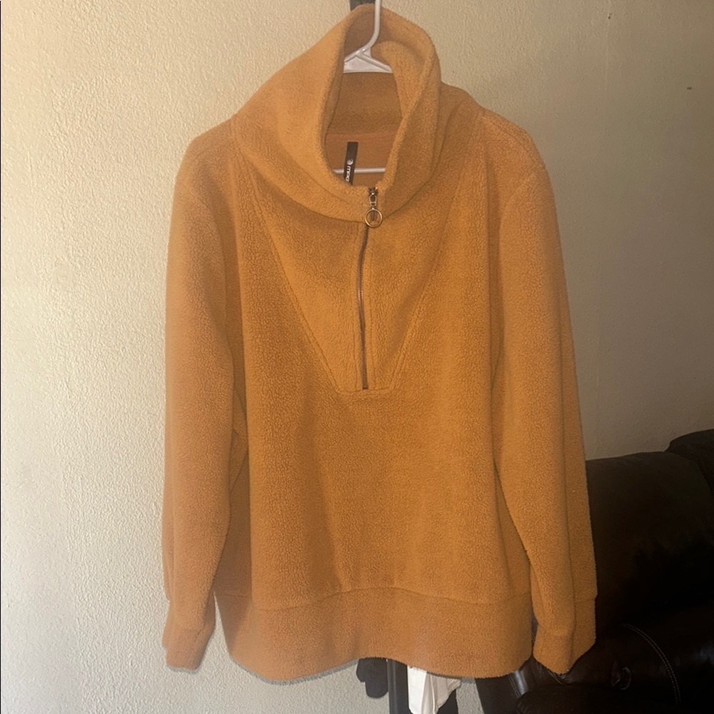 MPG Orange Cowl Neck Sweater with Plush Fabric